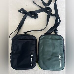 Lululemon Dual Crossbody Pouches in Black and Dark Green
